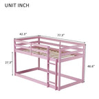 MATEERTY Lit superposé en bois massif, jumeau, avec échelle, plateformes supérieure et inférieure fabriquées avec des lattes renforcées, rose