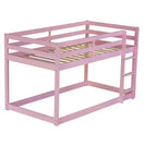 MATEERTY Lit superposé en bois massif, jumeau, avec échelle, plateformes supérieure et inférieure fabriquées avec des lattes renforcées, rose