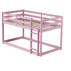 MATEERTY Lit superposé en bois massif, jumeau, avec échelle, plateformes supérieure et inférieure fabriquées avec des lattes renforcées, rose