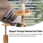 Table de chevet ronde de style ferme COZAYH pour salons, chambres et petits espaces, pour poser des boissons, des plantes, des lampes ou des objets décoratifs, marron