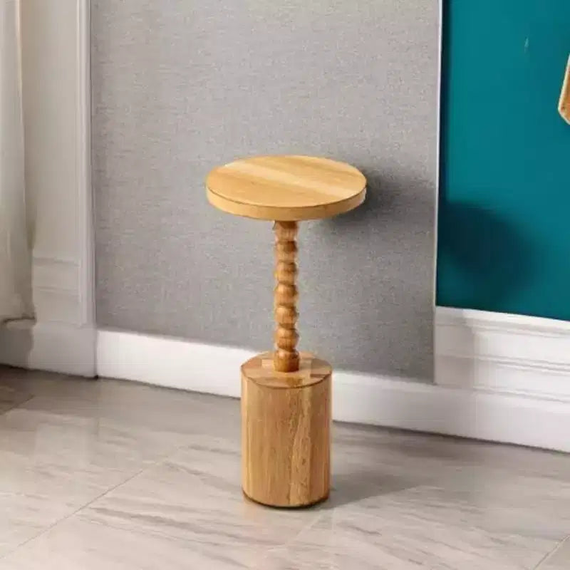 Table de chevet ronde de style ferme COZAYH pour salons, chambres et petits espaces, pour poser des boissons, des plantes, des lampes ou des objets décoratifs, marron