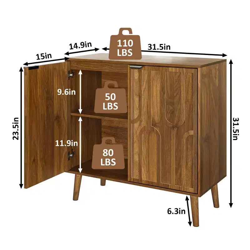 GDFStudio Nilah Armoire de rangement de 80 cm de style maison de ferme avec 2 portes et étagère réglable