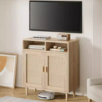 Buffets bahuts en rotin – Meuble de rangement à 2 portes avec étagère, moderne pour salle à manger, meuble de bar à café, 91,44 cm H