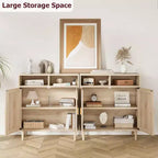 Buffets bahuts en rotin – Meuble de rangement à 2 portes avec étagère, moderne pour salle à manger, meuble de bar à café, 91,44 cm H