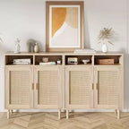 Buffets bahuts en rotin – Meuble de rangement à 2 portes avec étagère, moderne pour salle à manger, meuble de bar à café, 91,44 cm H
