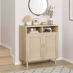 Buffets bahuts en rotin – Meuble de rangement à 2 portes avec étagère, moderne pour salle à manger, meuble de bar à café, 91,44 cm H