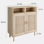 Buffets bahuts en rotin – Meuble de rangement à 2 portes avec étagère, moderne pour salle à manger, meuble de bar à café, 91,44 cm H