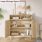 Buffets bahuts en rotin – Meuble de rangement à 2 portes avec étagère, moderne pour salle à manger, meuble de bar à café, 91,44 cm H