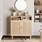 Buffets bahuts en rotin – Meuble de rangement à 2 portes avec étagère, moderne pour salle à manger, meuble de bar à café, 91,44 cm H