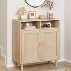 Buffets bahuts en rotin – Meuble de rangement à 2 portes avec étagère, moderne pour salle à manger, meuble de bar à café, 91,44 cm H