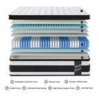 Matelas hybride à ressorts ensachés individuels en mousse à mémoire de forme Certipur-US avec housse respirante, 30,5 cm, très grand lit