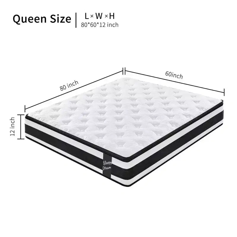 Matelas hybride à ressorts ensachés individuels en mousse à mémoire de forme Certipur-US avec housse respirante, 30,5 cm, très grand lit