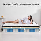 Matelas hybride à ressorts ensachés individuels en mousse à mémoire de forme Certipur-US avec housse respirante, 30,5 cm, très grand lit