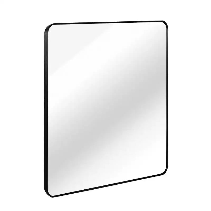 Miroir mural carré de salle de bain à cadre en métal noir - Élégant et durable
