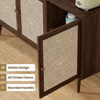 PexFix Meuble bas avec 3 portes en rotin, Armoire de rangement de cuisine moderne, Pieds réglables