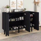 CLIHOME Meuble à chaussures minimaliste, Buffet avec étagères réglables, Grand meuble de rangement avec portes ondulées
