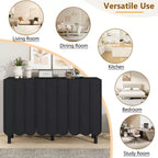 CLIHOME Meuble à chaussures minimaliste, Buffet avec étagères réglables, Grand meuble de rangement avec portes ondulées