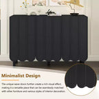 CLIHOME Meuble à chaussures minimaliste, Buffet avec étagères réglables, Grand meuble de rangement avec portes ondulées
