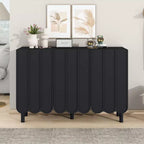 CLIHOME Meuble à chaussures minimaliste, Buffet avec étagères réglables, Grand meuble de rangement avec portes ondulées
