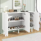 CLIHOME Meuble à chaussures minimaliste, Buffet avec étagères réglables, Grand meuble de rangement avec portes ondulées