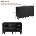 CLIHOME Meuble à chaussures minimaliste, Buffet avec étagères réglables, Grand meuble de rangement avec portes ondulées