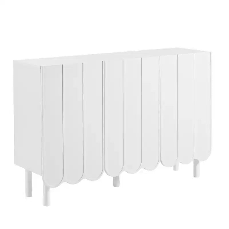 CLIHOME Meuble à chaussures minimaliste, Buffet avec étagères réglables, Grand meuble de rangement avec portes ondulées