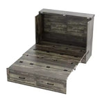 Lit escamotable ModernLuxe double/grand format avec station de recharge et tiroir de rangement, Blanc/Gris