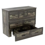 Lit escamotable ModernLuxe double/grand format avec station de recharge et tiroir de rangement, Blanc/Gris