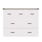 Lit escamotable ModernLuxe double/grand format avec station de recharge et tiroir de rangement, Blanc/Gris