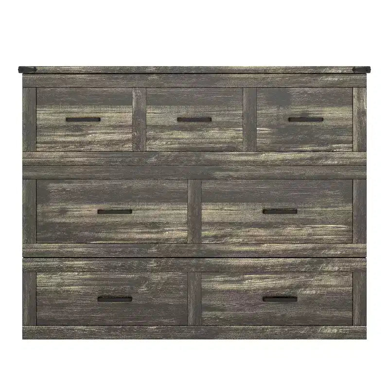 Lit escamotable ModernLuxe double/grand format avec station de recharge et tiroir de rangement, Blanc/Gris