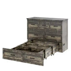 Lit escamotable ModernLuxe double/grand format avec station de recharge et tiroir de rangement, Blanc/Gris