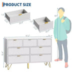 Commode à 7 tiroirs pour chambre à coucher, commode large de 120 cm avec pieds en métal, meuble TV de rangement, organisateur de rangement d'entrée