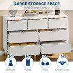 Commode à 7 tiroirs pour chambre à coucher, commode large de 120 cm avec pieds en métal, meuble TV de rangement, organisateur de rangement d'entrée