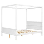 Lit à baldaquin Whisen Queen Size avec tête et pied de lit, rangement sous le lit et design adaptable à la décoration