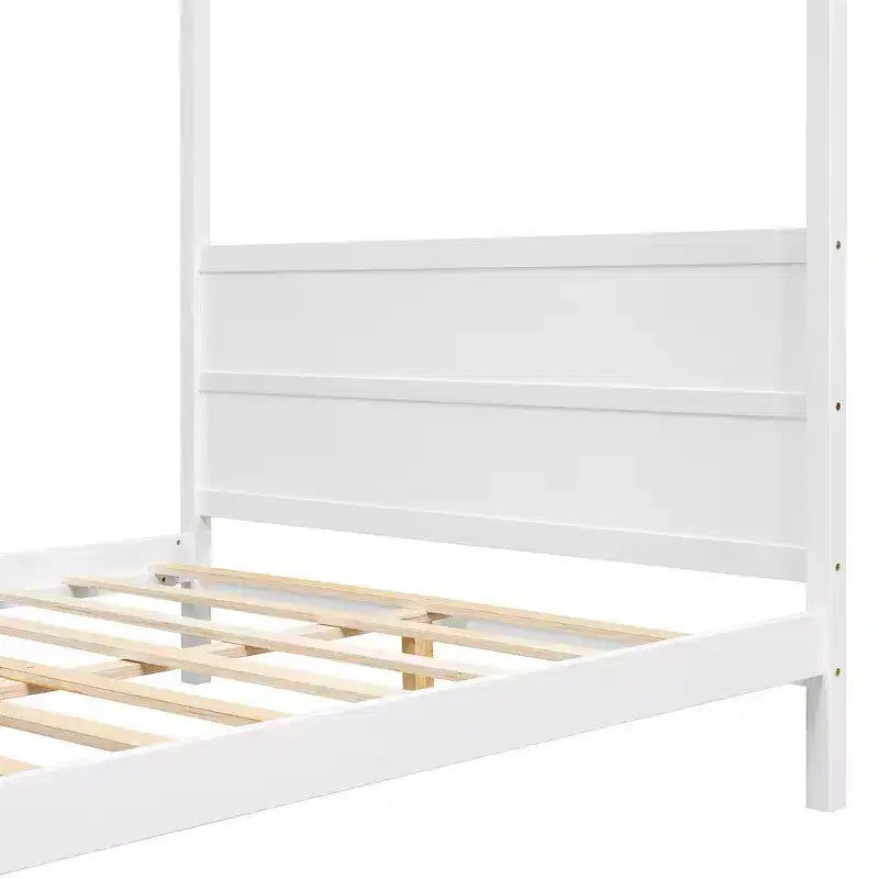 Lit à baldaquin Whisen Queen Size avec tête et pied de lit, rangement sous le lit et design adaptable à la décoration