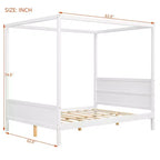 Lit à baldaquin Whisen Queen Size avec tête et pied de lit, rangement sous le lit et design adaptable à la décoration