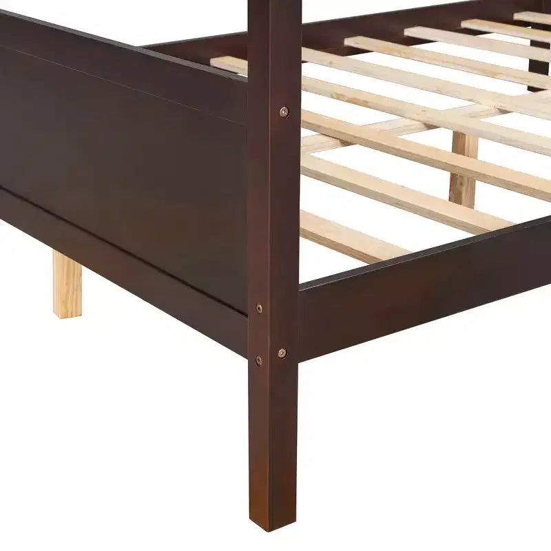 Lit à baldaquin Whisen Queen Size avec tête et pied de lit, rangement sous le lit et design adaptable à la décoration