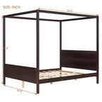 Lit à baldaquin Whisen Queen Size avec tête et pied de lit, rangement sous le lit et design adaptable à la décoration