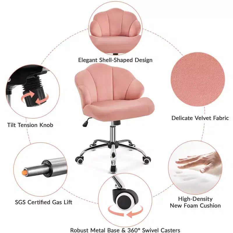 Yaheetech Lot de 2 chaises de bureau pivotantes rembourrées avec dossier capitonné en forme de coquille et hauteur d'assise réglable