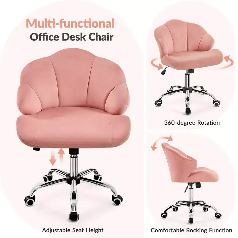 Yaheetech Lot de 2 chaises de bureau pivotantes rembourrées avec dossier capitonné en forme de coquille et hauteur d'assise réglable