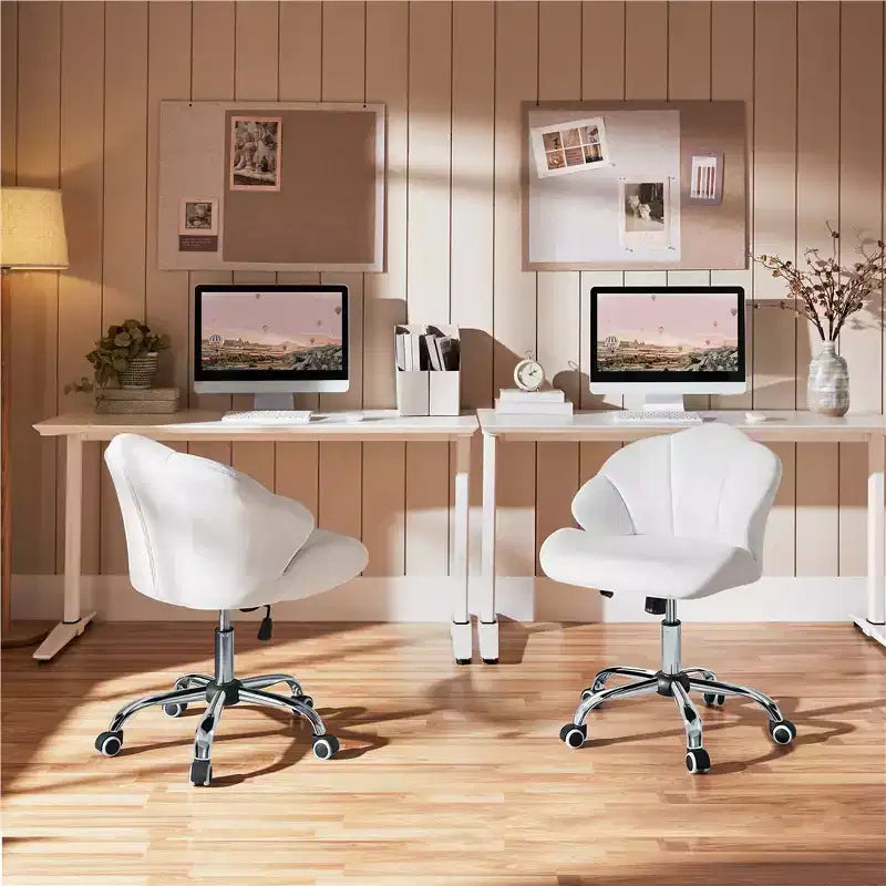 Yaheetech Lot de 2 chaises de bureau pivotantes rembourrées avec dossier capitonné en forme de coquille et hauteur d'assise réglable