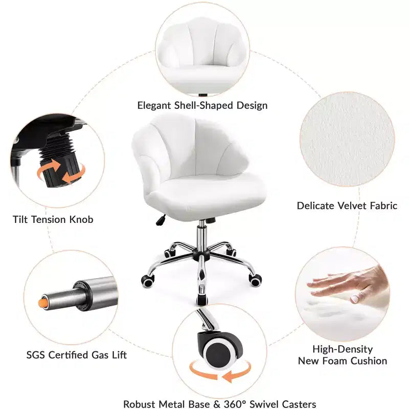 Yaheetech Lot de 2 chaises de bureau pivotantes rembourrées avec dossier capitonné en forme de coquille et hauteur d'assise réglable