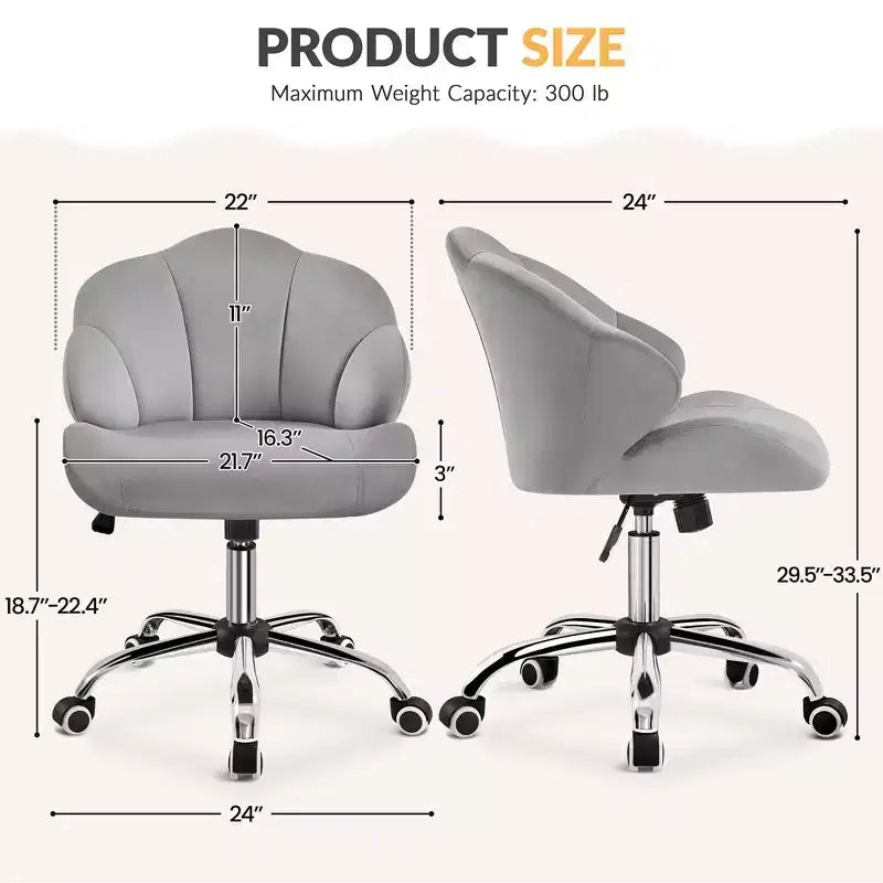 Yaheetech Lot de 2 chaises de bureau pivotantes rembourrées avec dossier capitonné en forme de coquille et hauteur d'assise réglable