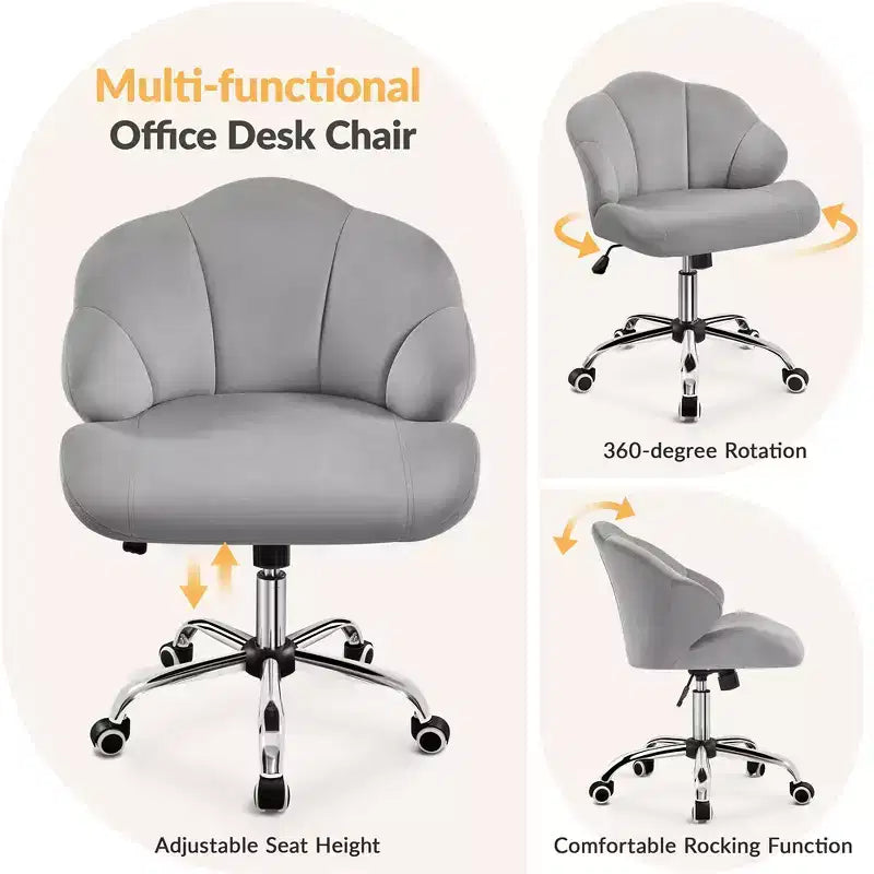 Yaheetech Lot de 2 chaises de bureau pivotantes rembourrées avec dossier capitonné en forme de coquille et hauteur d'assise réglable