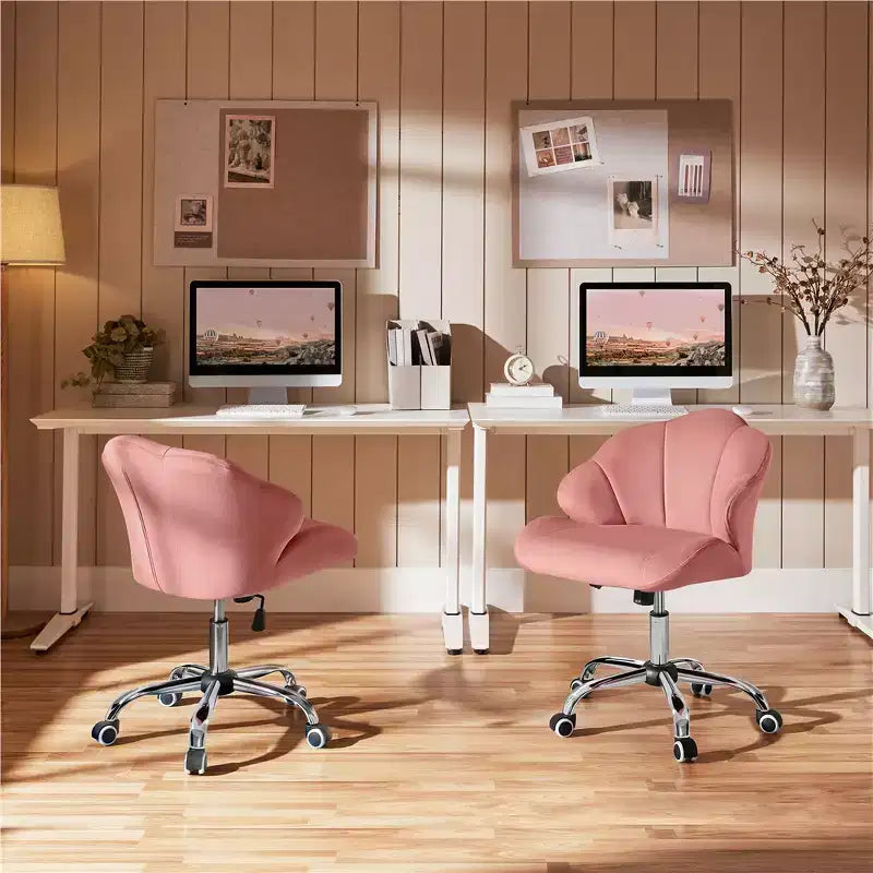 Yaheetech Lot de 2 chaises de bureau pivotantes rembourrées avec dossier capitonné en forme de coquille et hauteur d'assise réglable