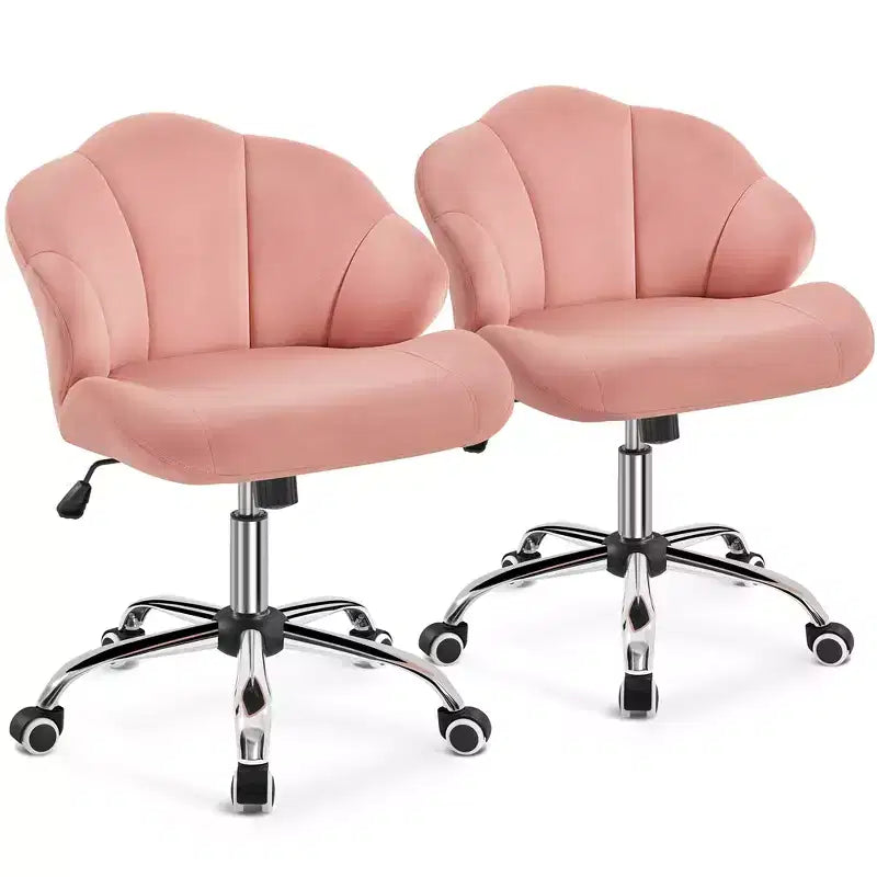 Yaheetech Lot de 2 chaises de bureau pivotantes rembourrées avec dossier capitonné en forme de coquille et hauteur d'assise réglable