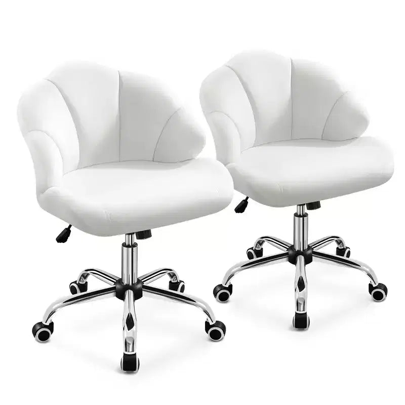Yaheetech Lot de 2 chaises de bureau pivotantes rembourrées avec dossier capitonné en forme de coquille et hauteur d'assise réglable