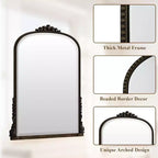 Miroir mural 40x28, miroir à perles arqué avec cadre en métal, miroir décoratif de salle de bain pour entrée, chambre ou salon
