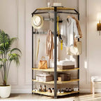 Porte-manteau d'angle avec banc à chaussures, meuble d'entrée avec 12 patères doubles, organisateur de rangement autoportant pour la maison, le bureau, la chambre et le vestiaire.
