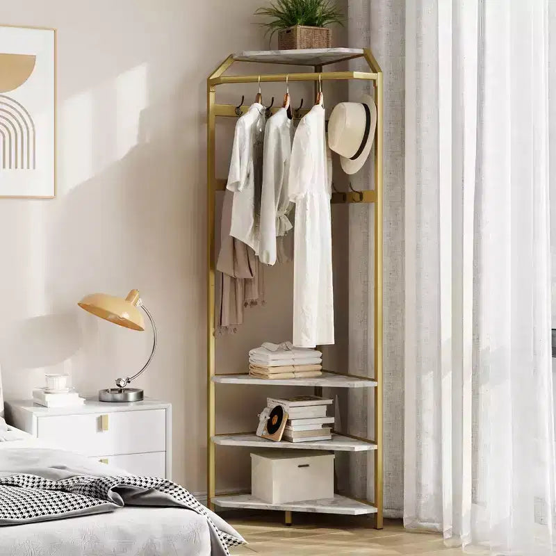 Porte-manteau d'angle avec banc à chaussures, meuble d'entrée avec 12 patères doubles, organisateur de rangement autoportant pour la maison, le bureau, la chambre et le vestiaire.